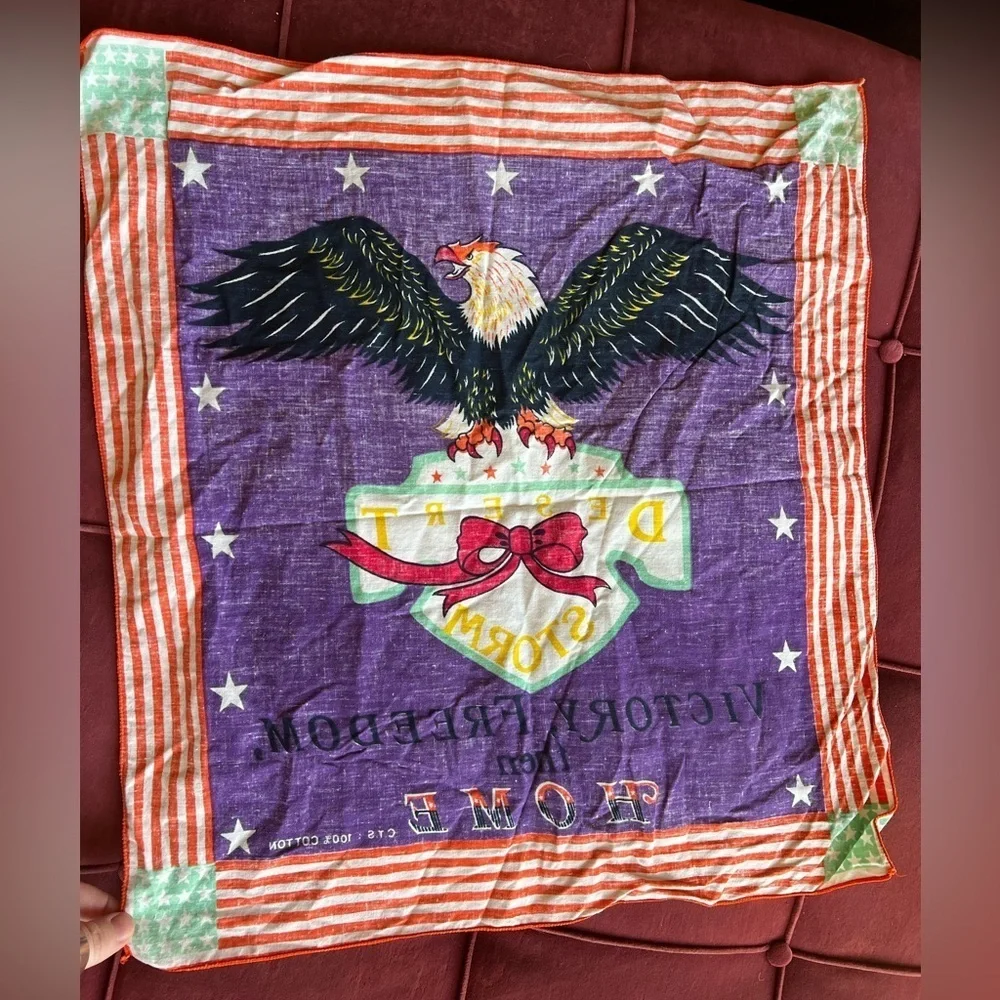 Vintage Desert Storm Eagle Bandana – 100% Cotton Patriotic Stars & Stripes Scarf